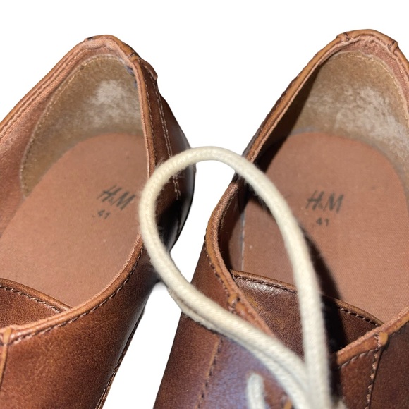 H&M Men’s Leather Loafer Lace Up Loafer Brown Size 41 ( US Size 8.5) Bus Casual - Picture 4 of 7